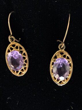 Purple Amethyst glass Crystal Earrings-Hooks